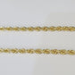 10K Real Solid Yellow Gold Rope Chain Necklace 5mm Length 18" 20" 22" 24" 26"