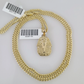 10k Gold Miami Cuban Chain Pharaoh Charm Pendant 3mm 18-28in Necklace Set