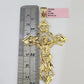 14k Gold Chain Jesus Cross Charm Solid Cuban Curb 5mm 20"-26" Inch SET Necklace