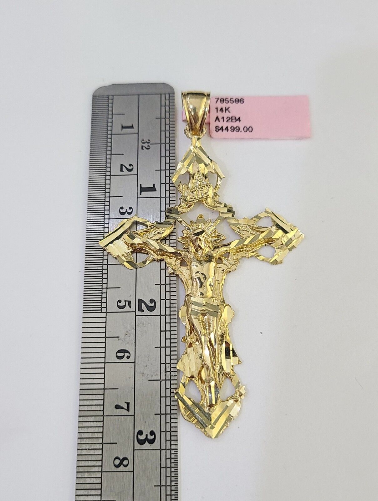 14k Gold Chain Jesus Cross Charm Solid Cuban Curb 5mm 20"-26" Inch SET Necklace