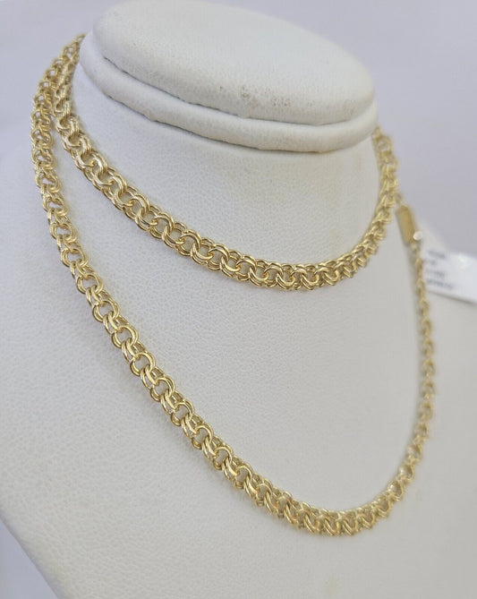 Real 10k Gold Chino ID Chain 4mm 20Inch Yellow Necklace Real Gold