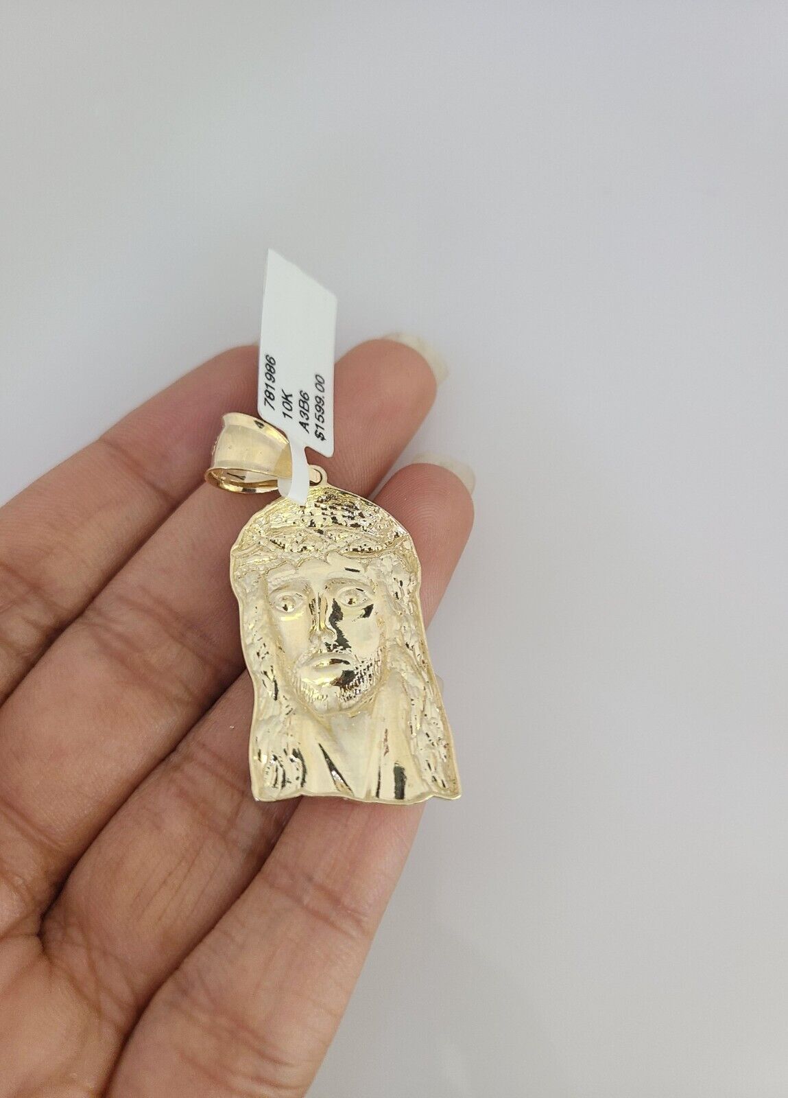 10k Gold Solid Cuban Curb Chain Jesus Head Pendant Set 3mm 18"-26" Necklace