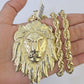 10k Solid Rope Chain Lion Pendant Necklace 7mm 20"-30" SET Charm Real