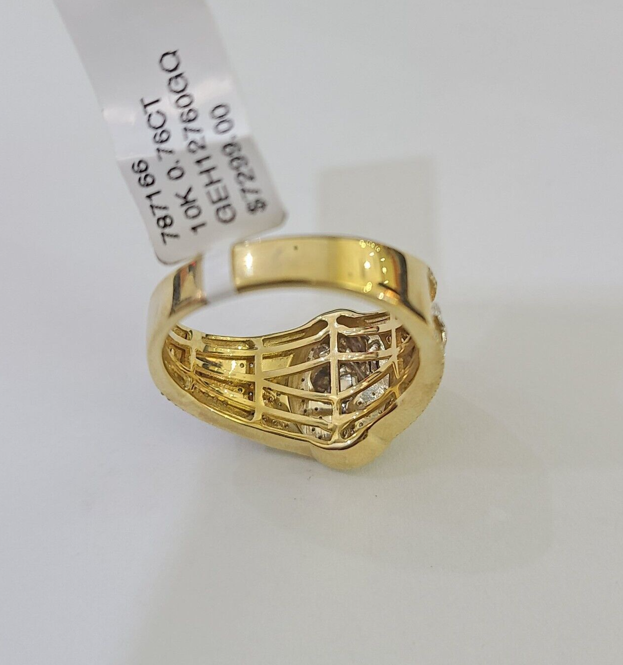 Real 10k Yellow Gold Diamond Mens Ring Jesus Band Wedding Casual Genuine Natural