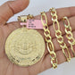 14k Solid Figaro Chain Mayan Calendar Charm Gold 7mm 20-30 inch SET Necklace