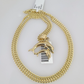 10k Gold Miami Cuban Chain Dolphins Charm Pendant 3mm 18-28in Necklace Set