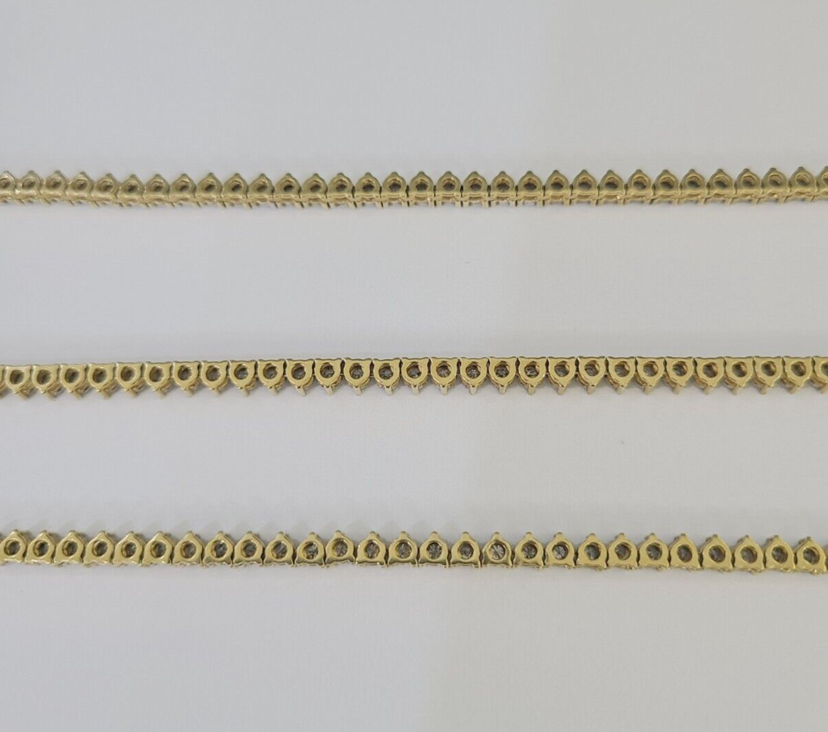 10k Diamond Chain Necklace Yellow Gold Men Women Diamond Cuts Real Genuine