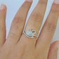 Real 10k Diamond Ladies Ring Evil Eye Yellow Gold Women Casual Genuine