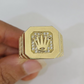 Real 10k Ring Crown Fancy Design Yellow Gold Men Casual 10kt