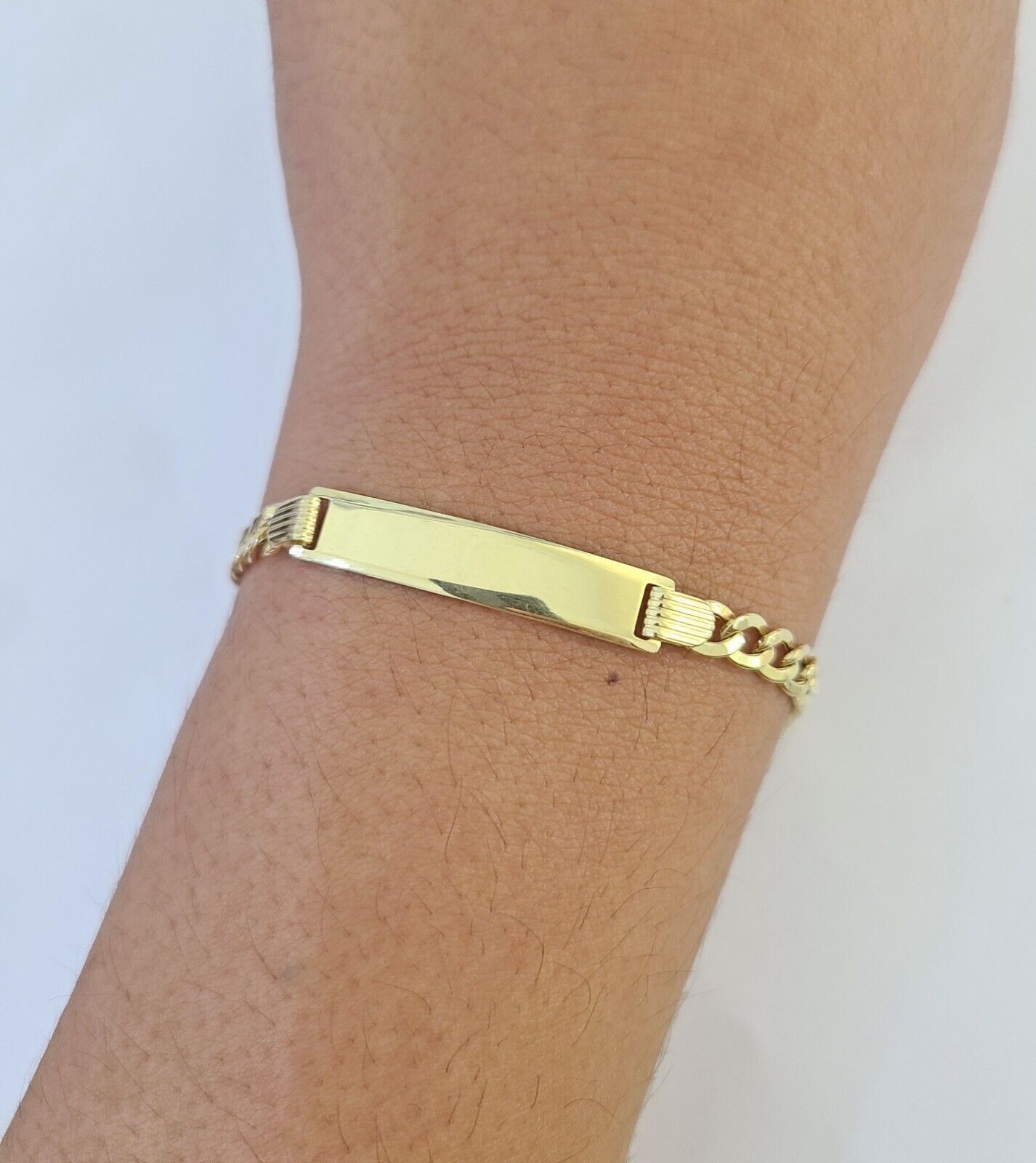 REAL 10K Gold ID Bracelet Kids Baby Cuban Curb Link Unisex