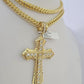 10K Franco Chain Jesus Cross Pendant Charm Necklace 20"-26" 5mm Gold SET Yellow