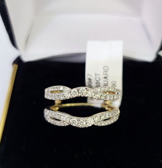 Real 14k Yellow Gold Diamond Ladies Ring Enhancer Guard Wrap Engagement Wedding