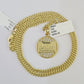 10K Gold Miami Cuban Chain Mayan Calendar 18"-28" 3mm Pendant Necklace SET