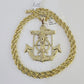 10k Solid Rope Chain Jesus Anchor Charm Set 4mm 18"-30" Necklace Gold Pendant