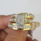 REAL 14k Diamond Ring Yellow Gold Ladies Men Trio SET Wedding Engagement Genuine