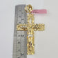 14k Gold Chain Jesus Cross Charm Solid Cuban Curb 5mm 20"-28" Inch SET Necklace