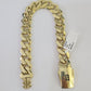 Real 10K Royal Monaco Bracelet Yellow Gold 8.5" Box Clasp 12mm Genuine