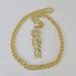 10k 3mm Rope Chain Saint Jude Pendant 18"-30" Yellow Gold Set Charm Necklace