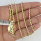 10k 2.5mm Rope Chain Angel Wings Pendant 18"-30" Yellow Gold Set Charm Necklace