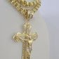 10k Gold Byzantine Necklace Jesus Cross Charm 20-30 inches 9mm REAL SET Chain