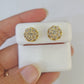 10k Diamond Flower Earrings Yellow gold Real screw-back Women Men Studs