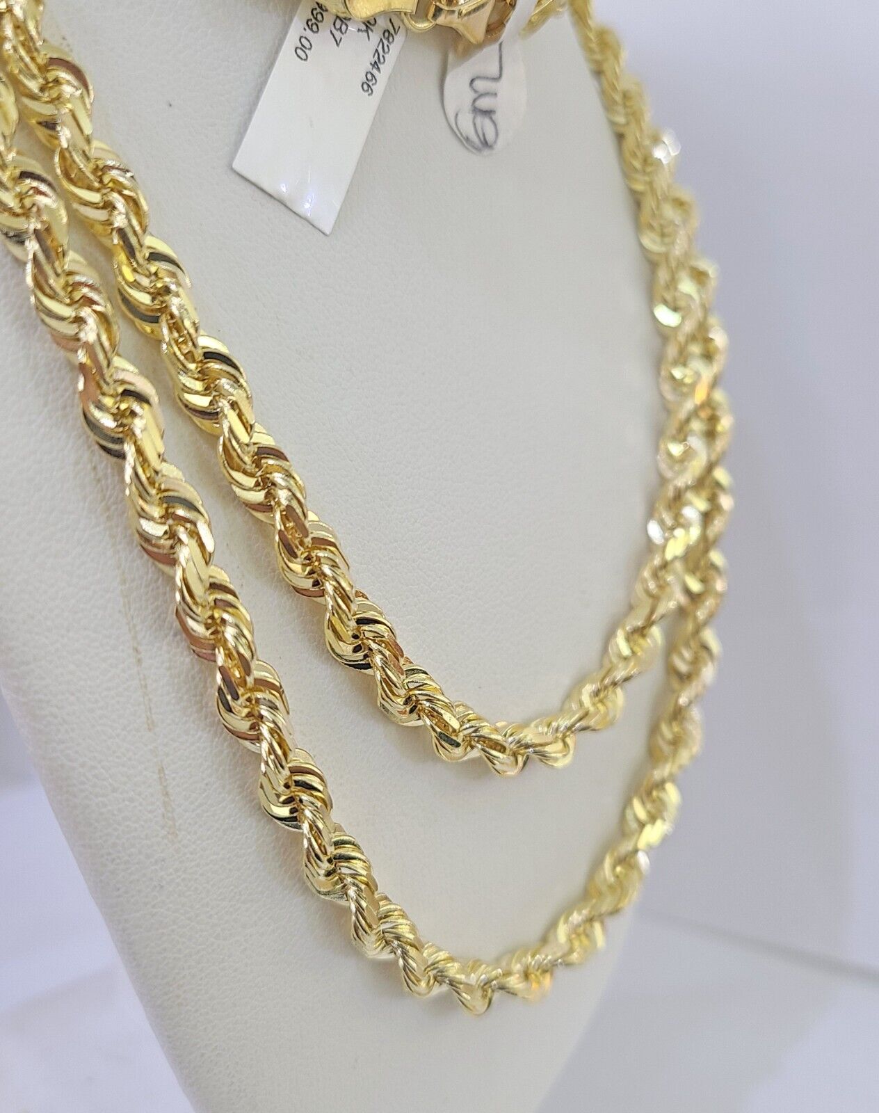 10K Real Solid Rope Chain Yellow Gold Necklace 6mm Length 18" 20" 22" 24" 26"