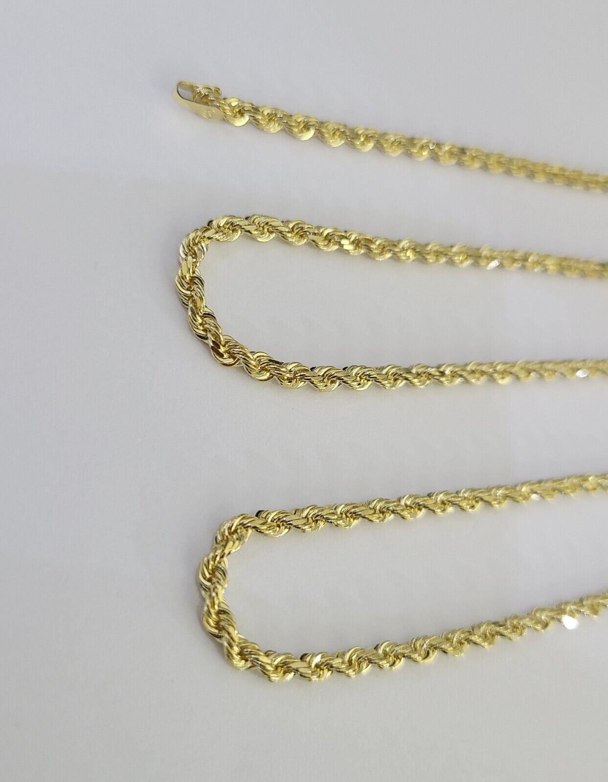 14k Solid Rope Chain Necklace 4mm 18"-28" Inch Yellow Gold Men Women 14Kt