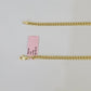 Real 14k Yellow Gold Chain Cross Charm Set Miami Cuban Link 4mm Necklace Pendant