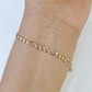 Real 10k Yellow Gold Figaro link Bracelet 3mm 7.5" Inch Men women Diamond Cut