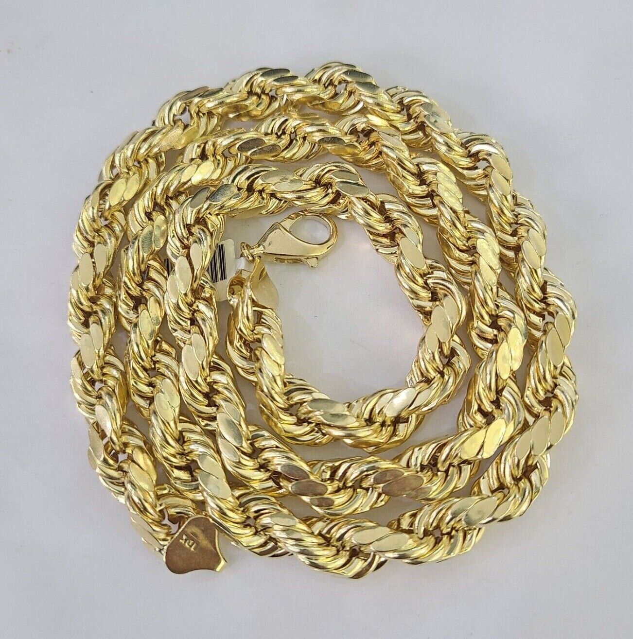 10K Yellow Gold Rope Chain Mens Necklace 10mm 18" 22" 24" 26" 28" 30" Inch