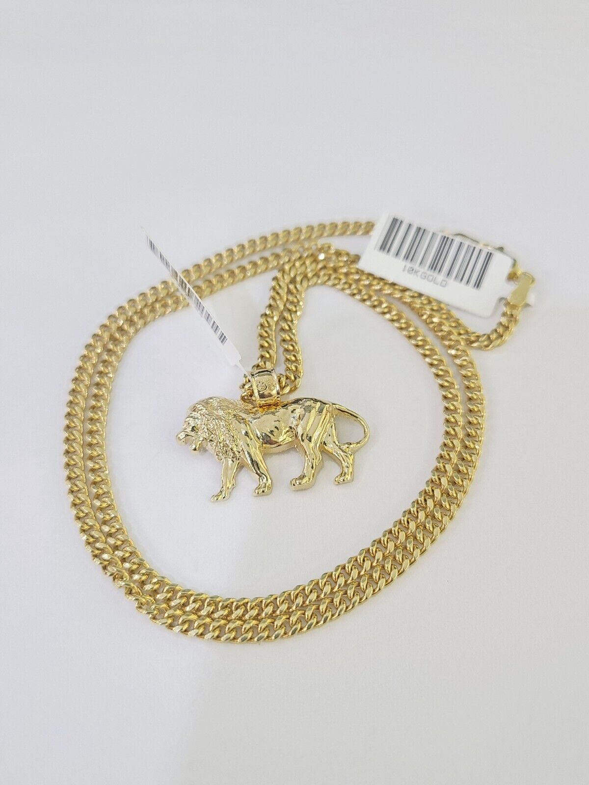 10K Gold Miami Cuban Chain Lion Charm Length 18"-26" 2.5mm REAL Yellow