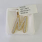 10k Yellow Gold Diamond M Charm Pendant Initial Alphabet Letter Real Genuine