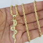 10k 3mm Rope Chain Snake Sword Pendant 18"-30" Yellow Gold Set Charm Necklace