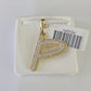 10k Yellow Gold Diamond P Charm Pendant Initial Alphabet Letter Real Genuine