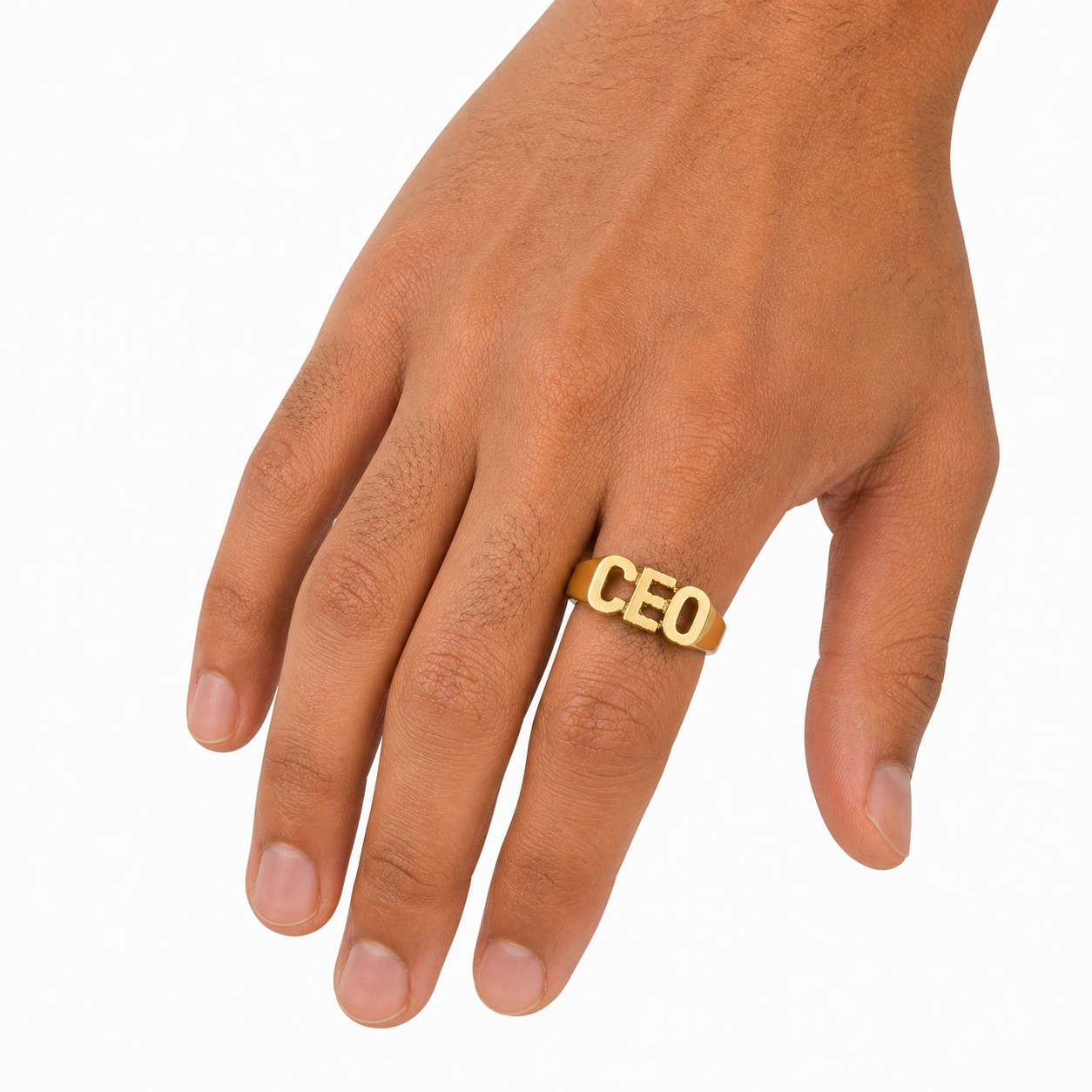 Real 10K Gold CEO Ring Mens Letter Band Bold Statement Hip Hop Design – GDJ