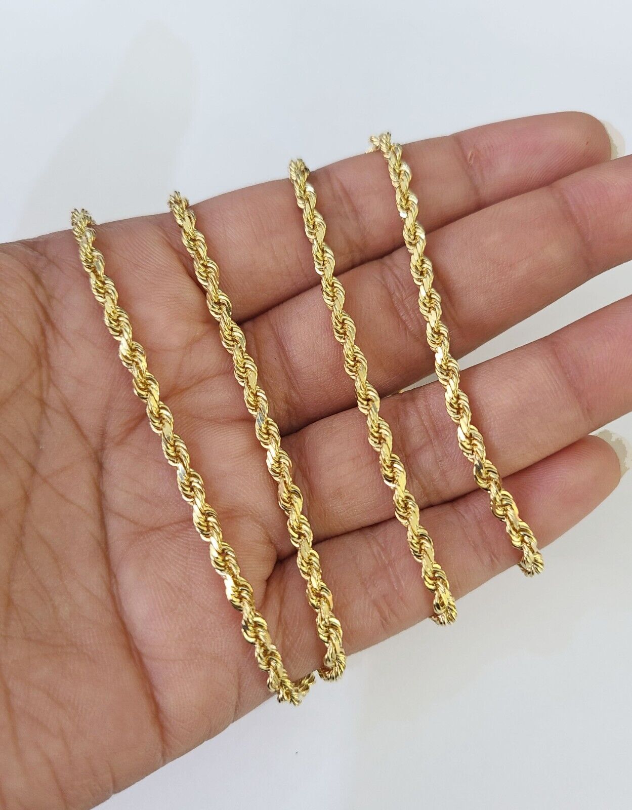 18k Real Solid Rope Chain Yellow Gold 3mm 18"-26" Inch Genuine 18kt Necklace