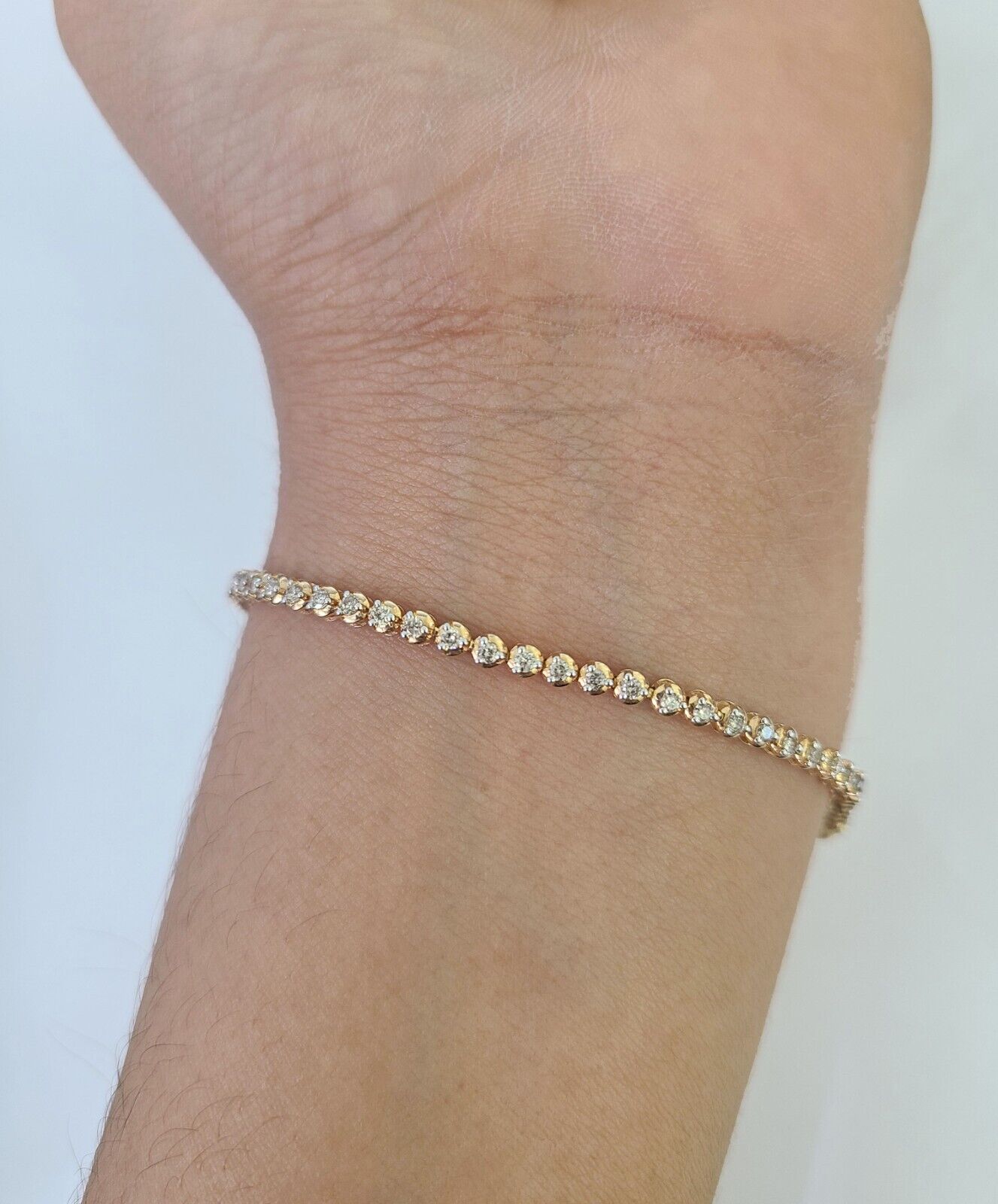 10K Rose Gold Diamond Bracelet Women Ladies 7" REAL Genuine Gold