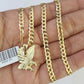 10k Gold Cuban Curb Chain Eagle Charm Solid 4mm 18"-28" SET Necklace Pendant