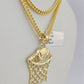 10K Gold Franco Chain Basket Ball Charm Pendant 20-26 inches 2.5mm REAL Yellow