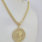 10k Yellow Gold Chain Head Charm Pendant Set 5mm Miami Cuban Link Necklace Real