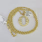 10k Gold Initial O Charm Rope Chain 16"-26" 2.5mm SET Necklace Alphabet Pendant