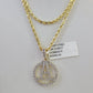 10k 3mm Rope Chain A Diamond Pendant Alphabet 18"-30" Gold Set Charm Necklace