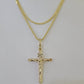 10K Gold Franco Chain INRI Cross Charm SET Length 16-20 inches 1mm Ladies Women