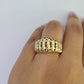 14K Gold Princesa Ring Bracelet 7" 7mm Real Yellow SET Flat Byzantine Link 14Kt