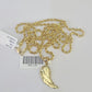 10k 2.5mm Rope Chain Angel Wings Pendant 18"-30" Yellow Gold Set Charm Necklace