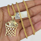 10K Gold Franco Chain Basket Ball Charm Pendant 20-26 inches 2.5mm REAL Yellow