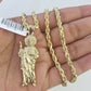 10k Solid Rope Chain Saint Jude Charm Set 4mm 18"-30" Necklace Gold Pendant