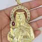 Real 10K Gold Saint Barbara Charm Diamond Cut 10kt yellow Gold Pendent 3"