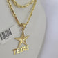 10k Milano Rope Chain Texas Charm Necklace SET 3mm 18" 20" 22" 24" Pendant