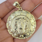 Real 10K Jesus Virgin Mary Pendent Charm Two Sided 10kt yellow Gold 2" Guadalupe